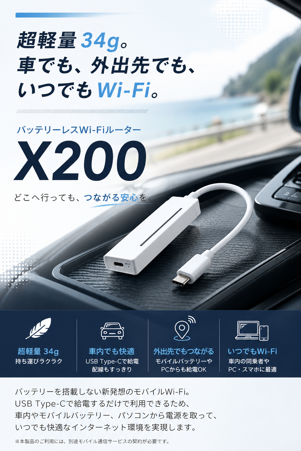 バッテリーレスWi-Fiルーター X200
