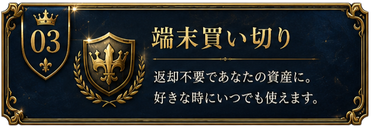 端末買い切り。返却不要であなたの資産に。好きな時にいつでも使えます。